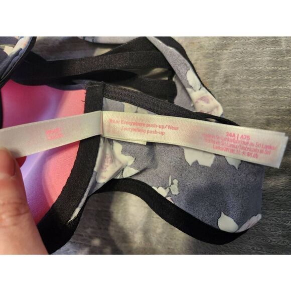 Victoria's Secret PINK size 34A Wear Everywhere Push Up Bra Floral Strappy - Picture 3 of 4